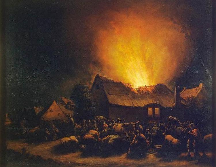 Egbert van der Poel Fire in a Village oil painting image